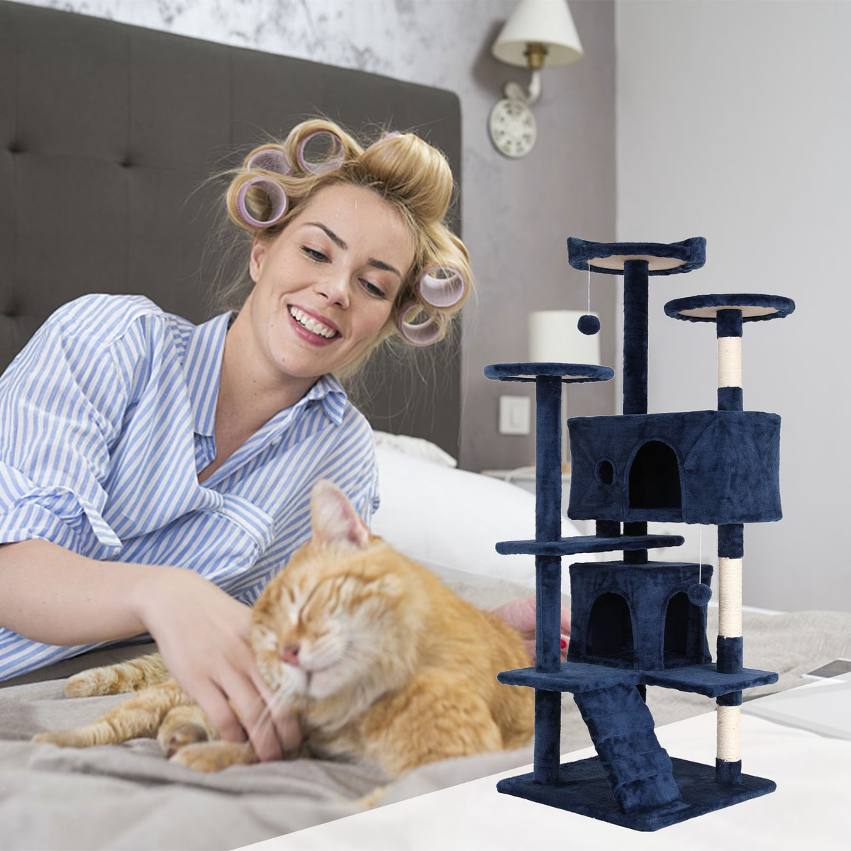 54-Inch Multi-Level Cat Tree Tower for Small to Medium Cats with Scratching Posts and Condos for Indoor Play