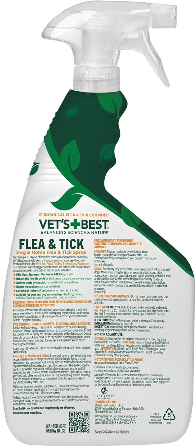 Natural Flea and Tick Indoor Home Spray for Dogs, 32 oz, 2-Pack