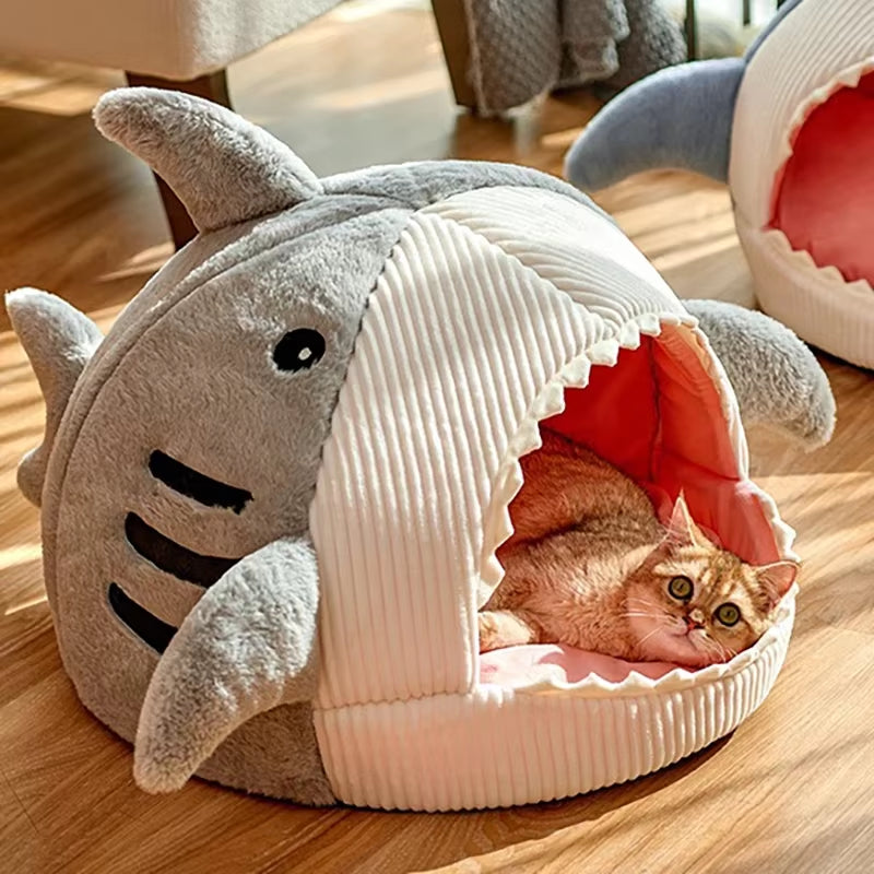 Luxury Plush Shark Pet Bed -Cats or Dogs