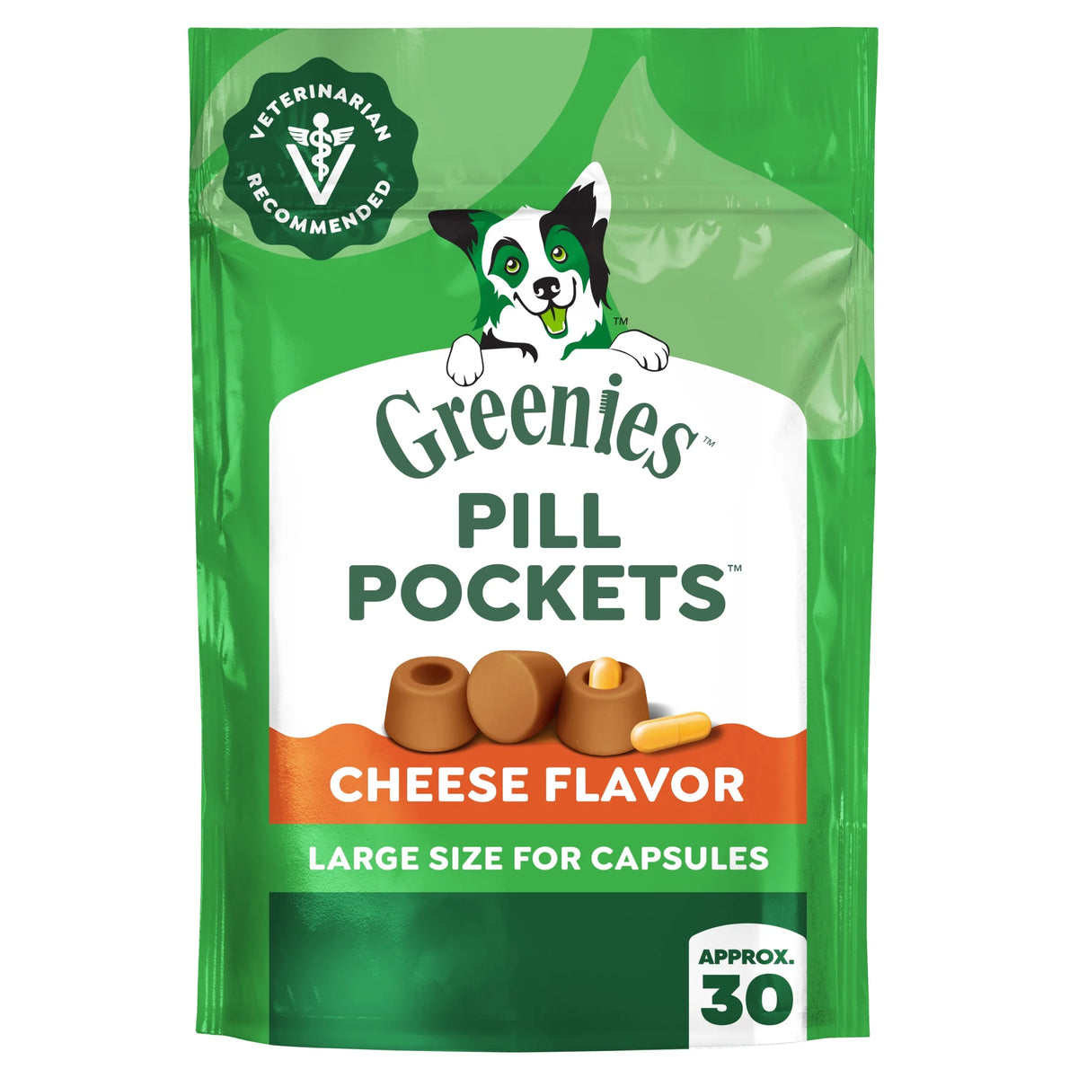 Cheese Flavor Pill Pockets for Dogs, Soft Treats in 7.9 Oz Pouch (30 Treats)