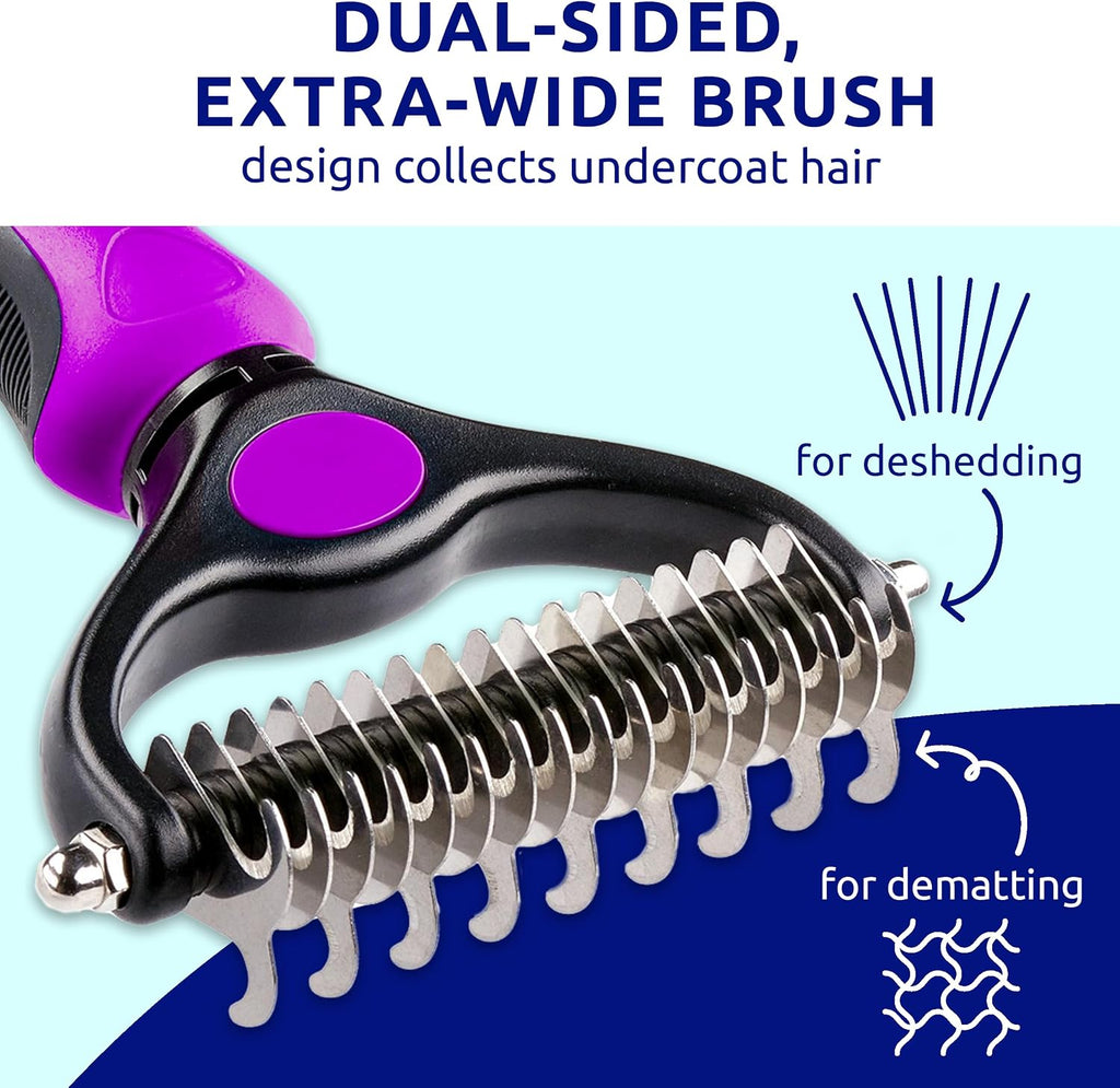 Deshedding Brush and Metal Comb Grooming Set for Cats and Dogs