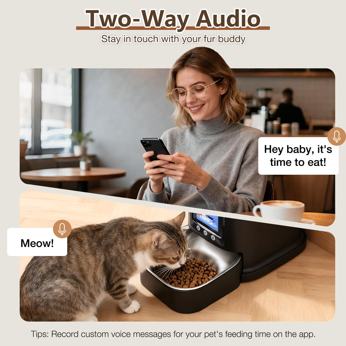 Smart Automatic Cat Feeder with Camera, 5G WiFi Connectivity, Remote APP Control, Timed Portion Dispensing, High Capacity for Cats and Dogs, Black