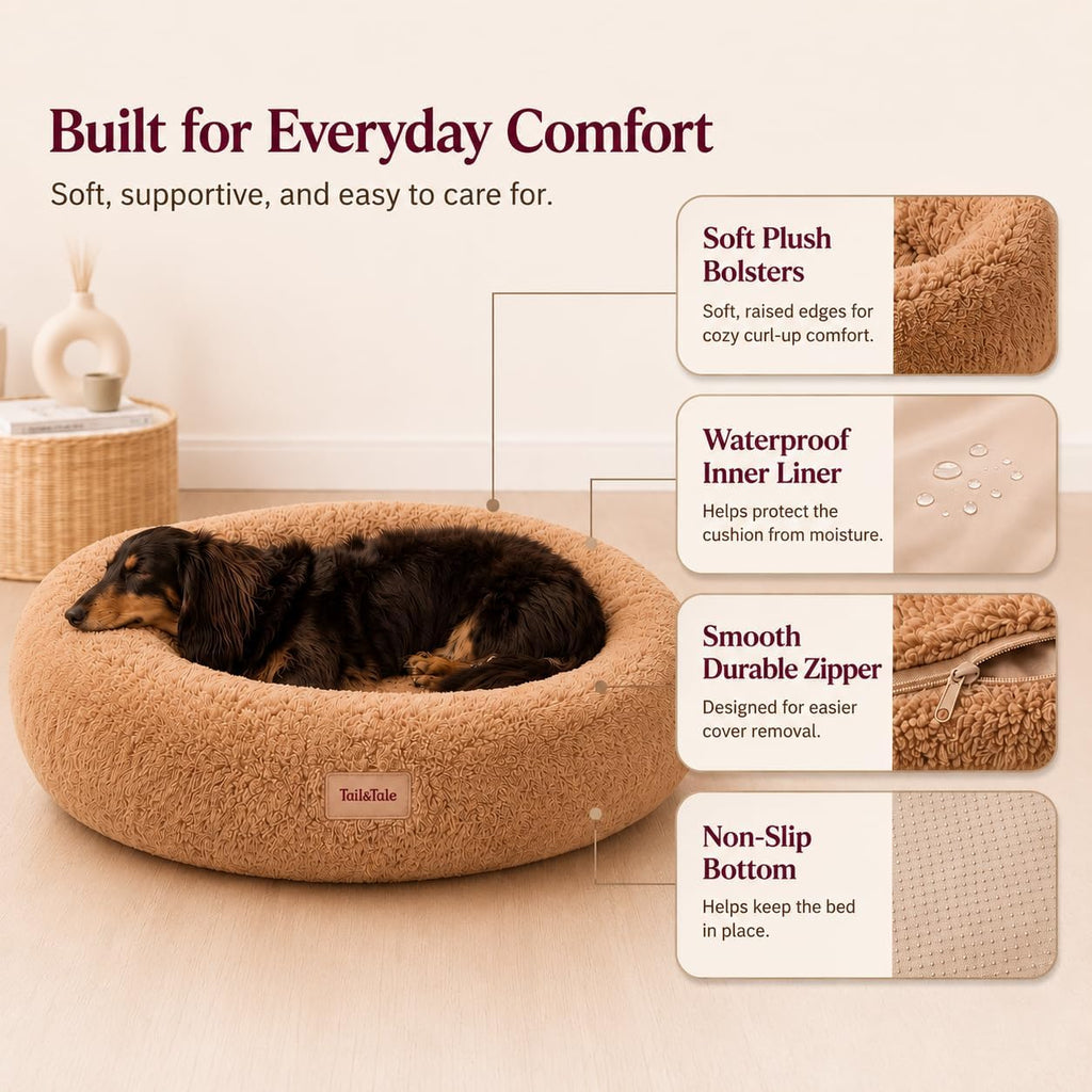 Orthopedic Memory Foam Donut Bed for Small Dogs - Cooling and Washable Design