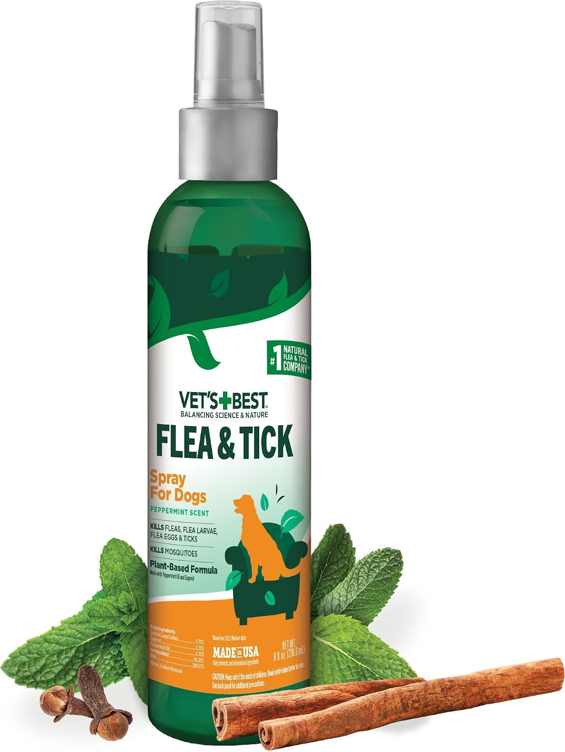 Plant-Based Flea and Tick Spray for Dogs - 8 oz Pest Control Solution