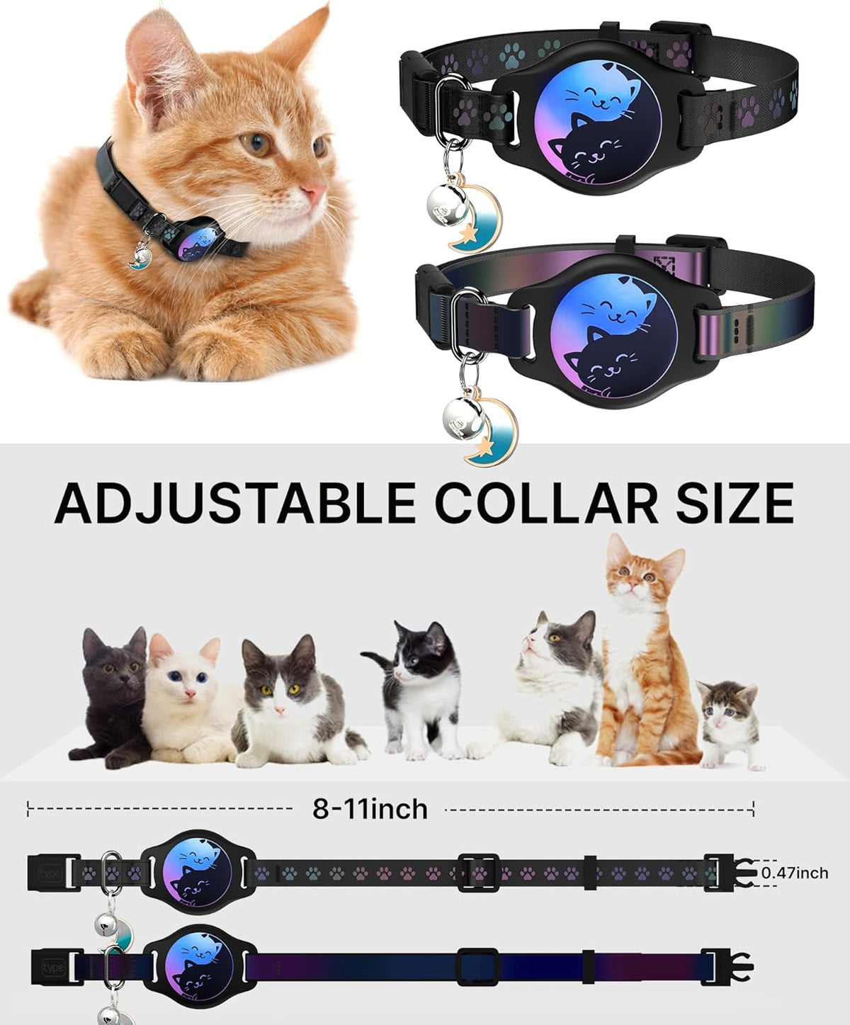 Breakaway Cat Collar with Apple AirTag Holder - 2 Pack