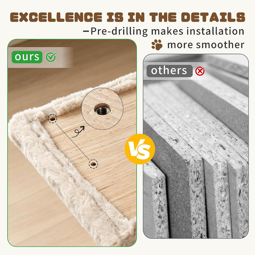 6-in-1 Wooden Cat Wall Shelves Set - Beige Cat Climber Furniture