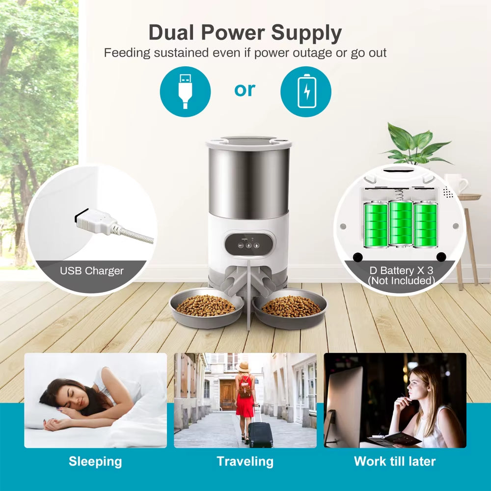 4.5L WiFi-Enabled Automatic Pet Feeder with Voice Recording and Timer for Large Cats and Dogs
