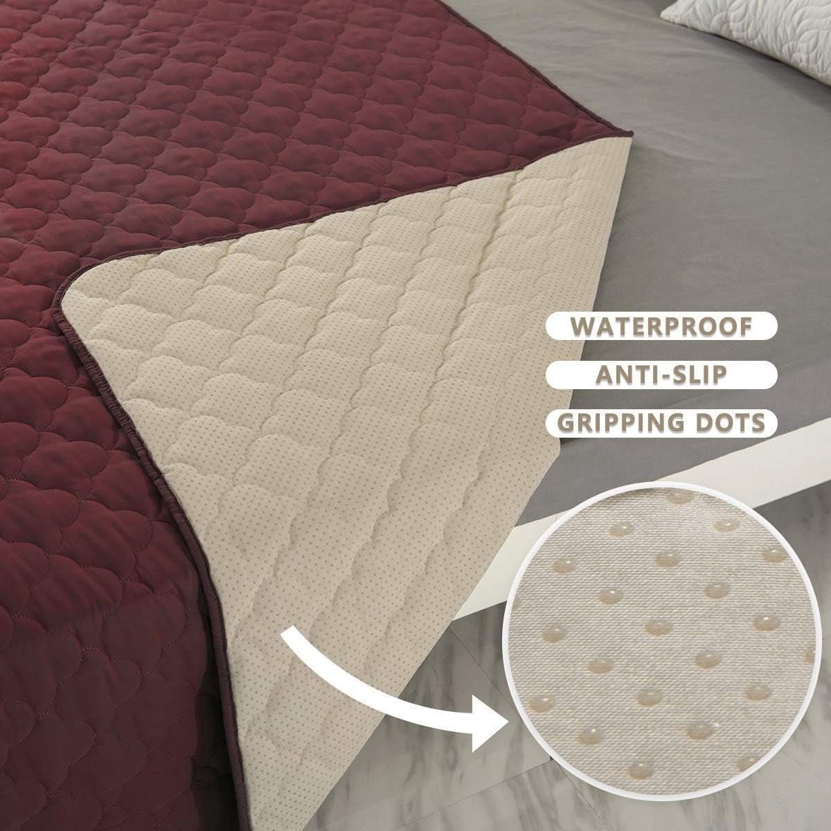 Washable Dog Bed Cover and Reversible Pee Pad Blanket for Large Dogs and Cats, 1 Piece (82" x 102", Burgundy)