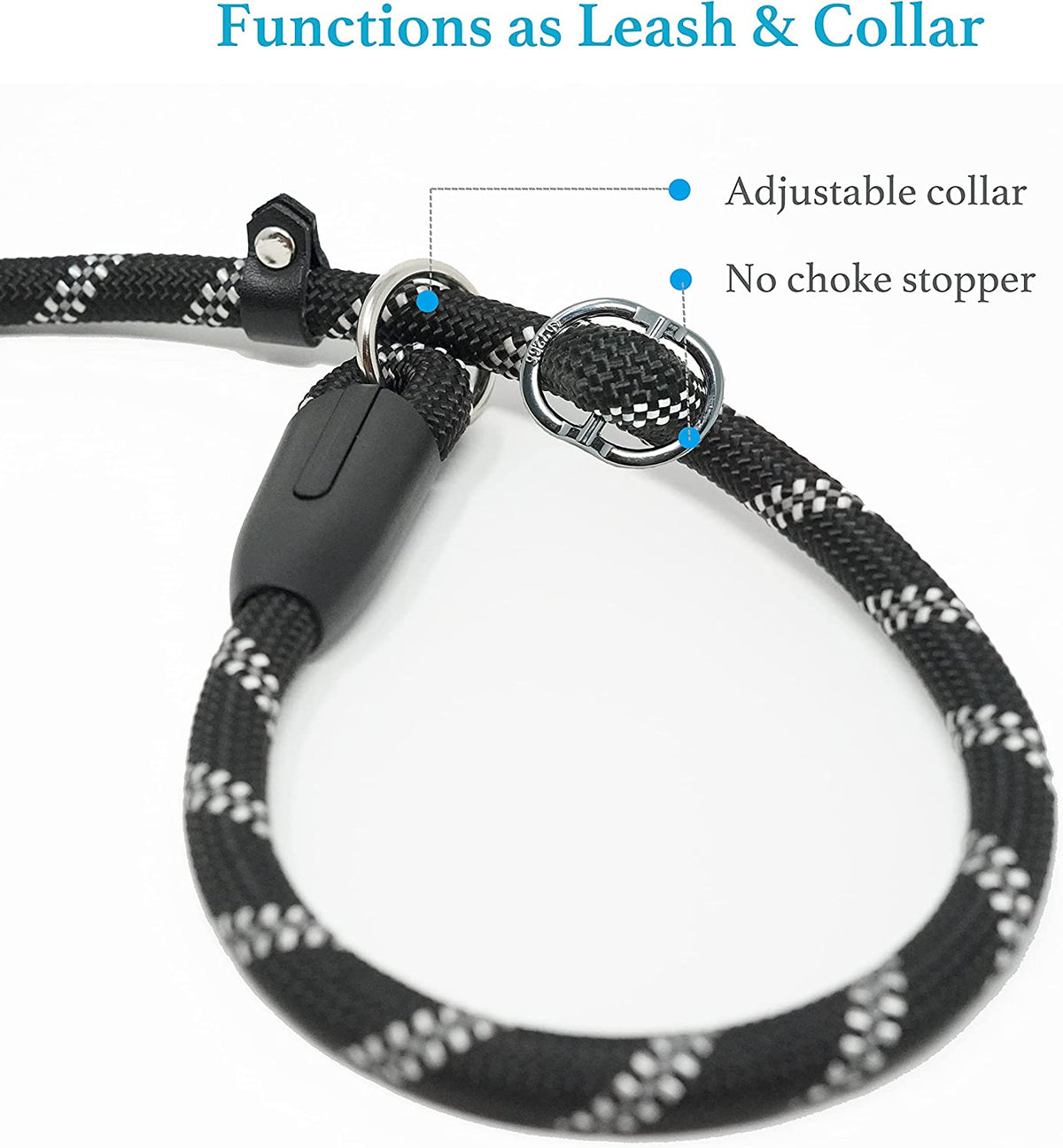 Durable 1/2" x 6 FT Black Slip Lead Dog Leash