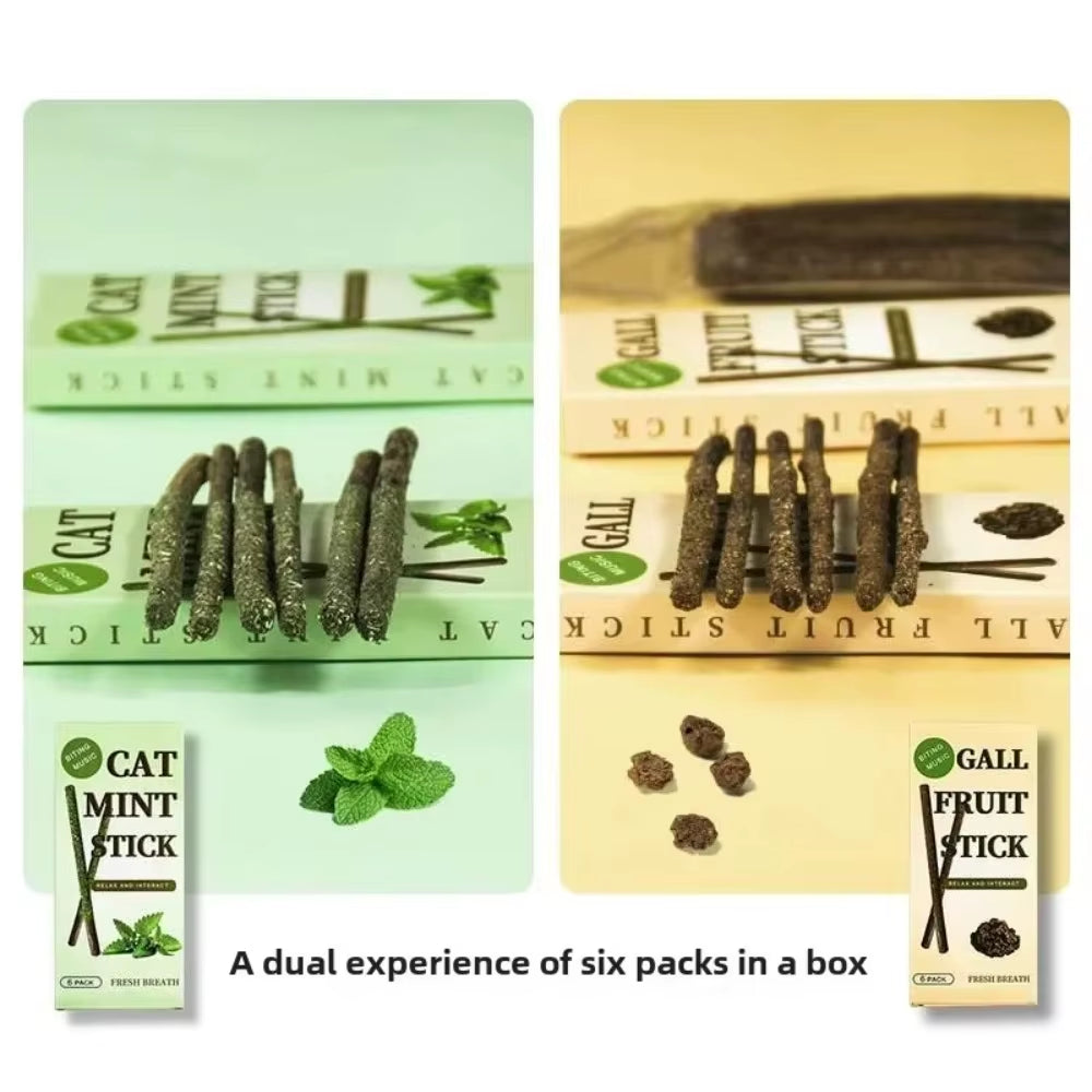 6-Piece Natural Matatabi Cat Sticks - Silvervine Chew Toys for Dental Care and Playtime