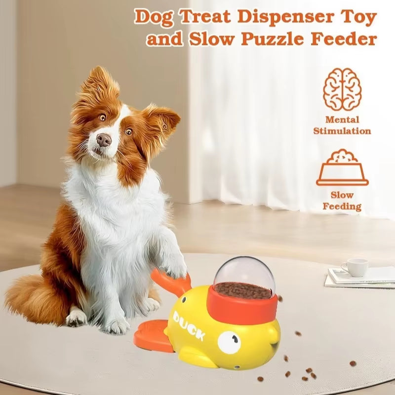 Interactive Pet Treat Dispenser - Anti-Gulping Duck Slow Feeder for Dogs and Cats, Ideal for Training and Enrichment