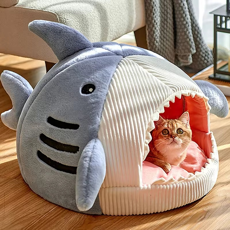 Luxury Plush Shark Pet Bed -Cats or Dogs