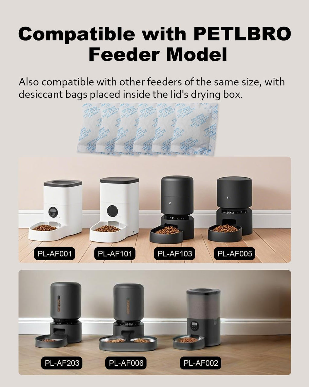 Desiccant Bag Replacement for Automatic Pet Feeders - 6-Pack Compatible with Petlibro & Petkit, Ensures Freshness of Pet Food