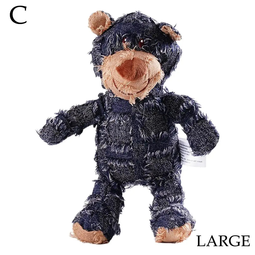 Indestructible Bear Dog Chew Toy - Durable Squeaky Stuffed Animal for Interactive Play and Teething Training