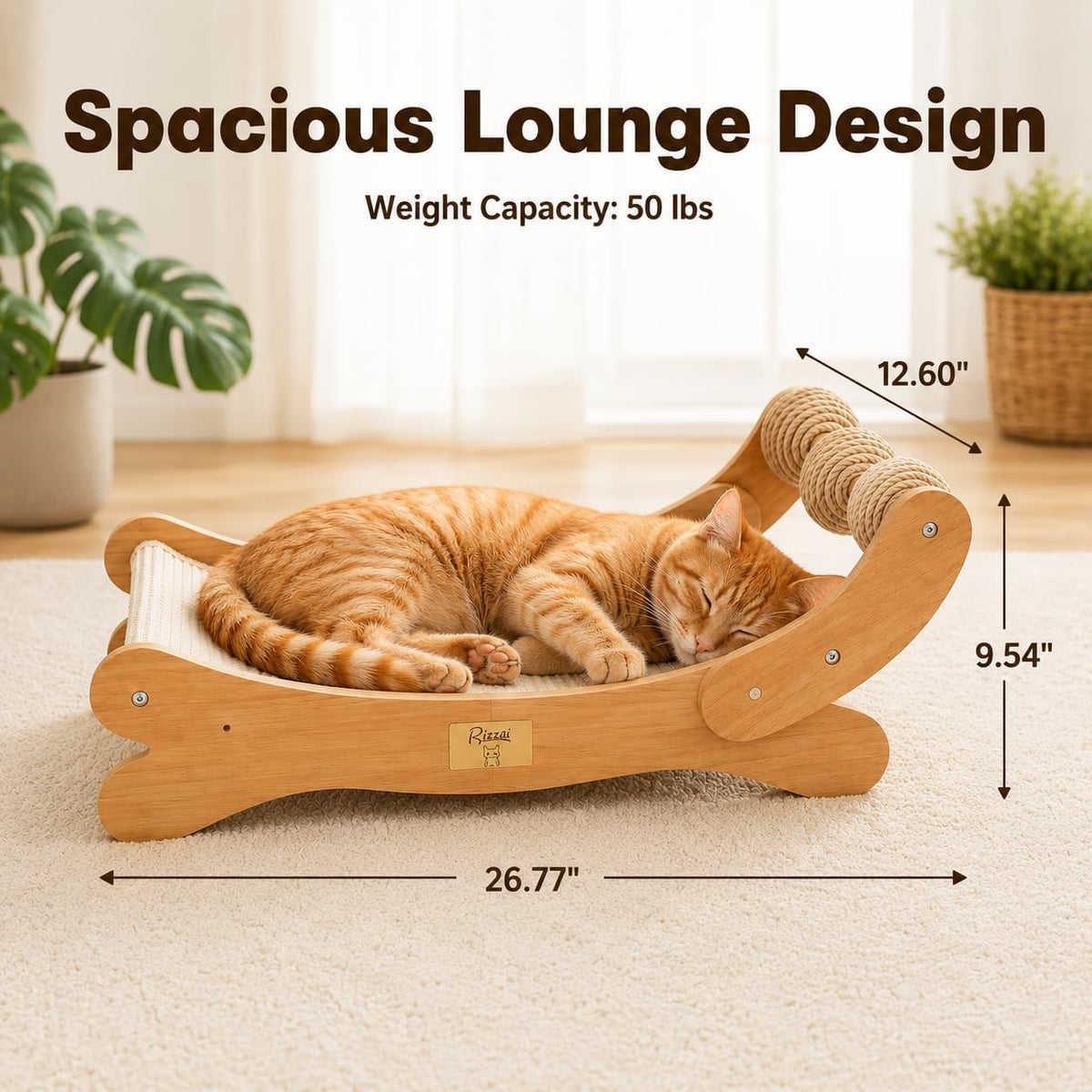 Sisal Cat Scratcher Bed with Three Play Balls and Wooden Hammock for Indoor Cats