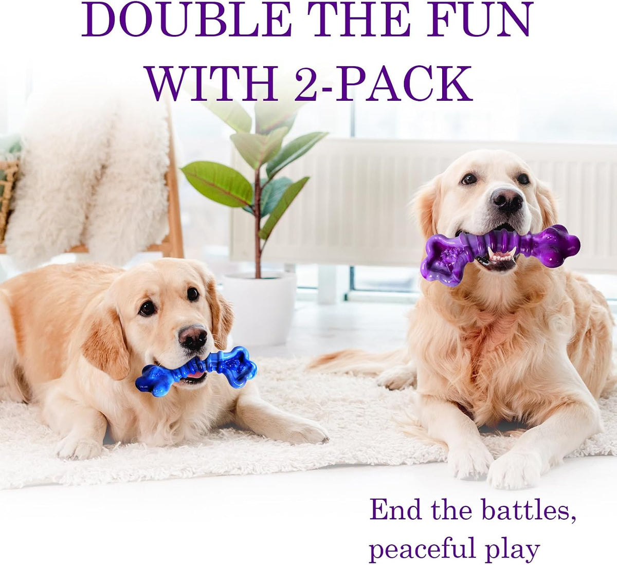 Indestructible Dog Chew Toys - 2-Pack for Aggressive Chewers (25-75 lbs)