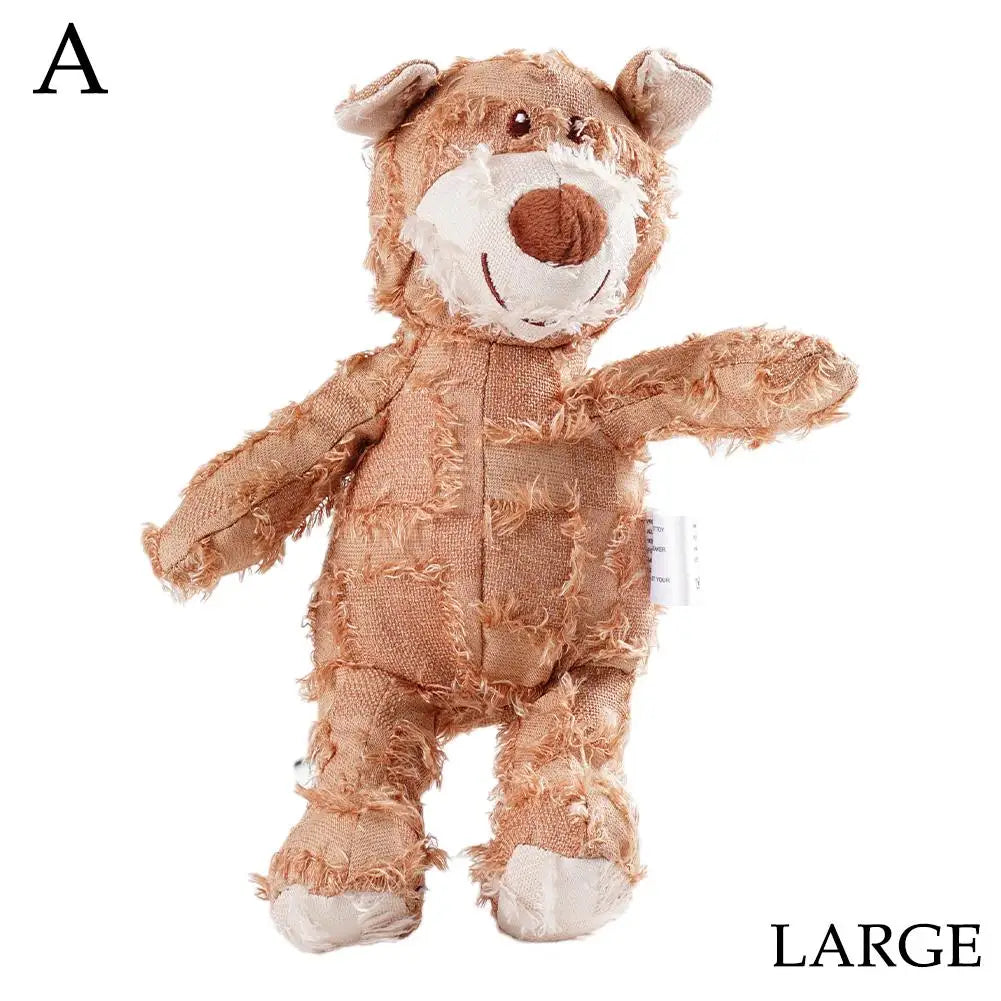 Indestructible Bear Dog Chew Toy - Durable Squeaky Stuffed Animal for Interactive Play and Teething Training