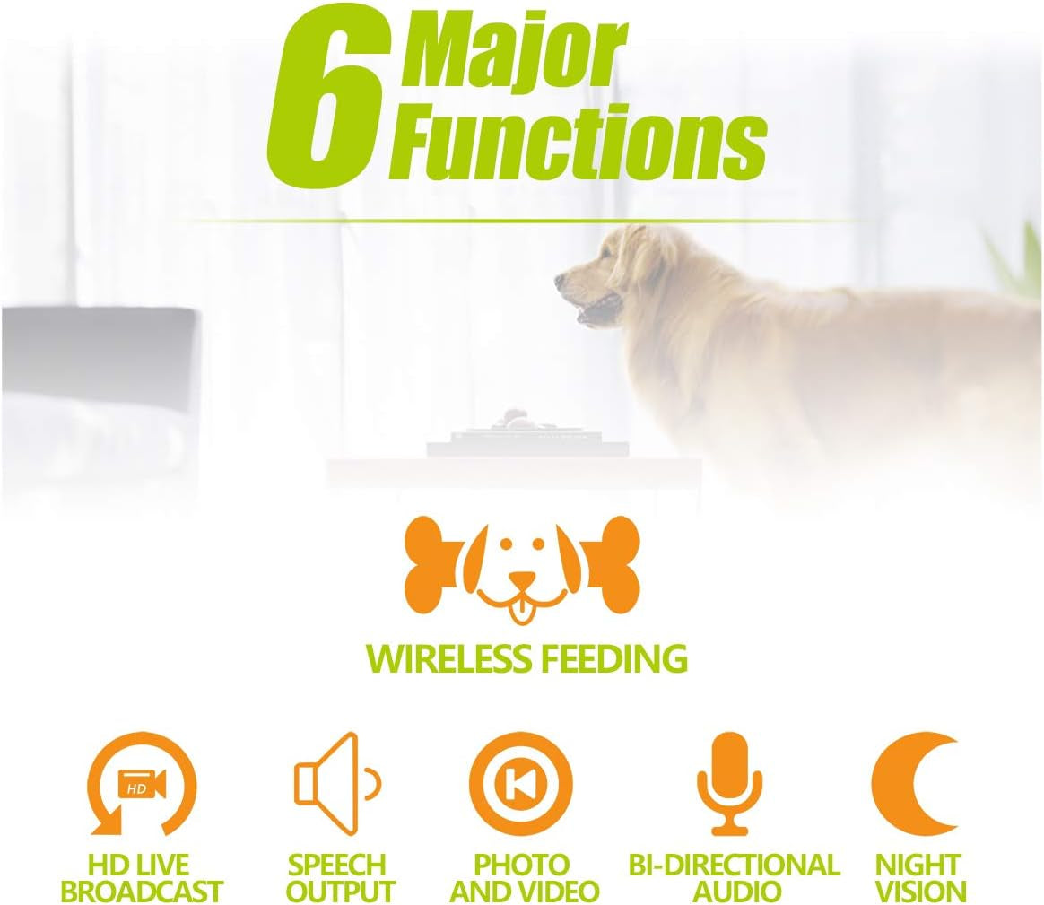 SM-02 Remote Pet Camera with Treat Dispenser, Two-Way Audio, Night Vision, and Alexa Compatibility