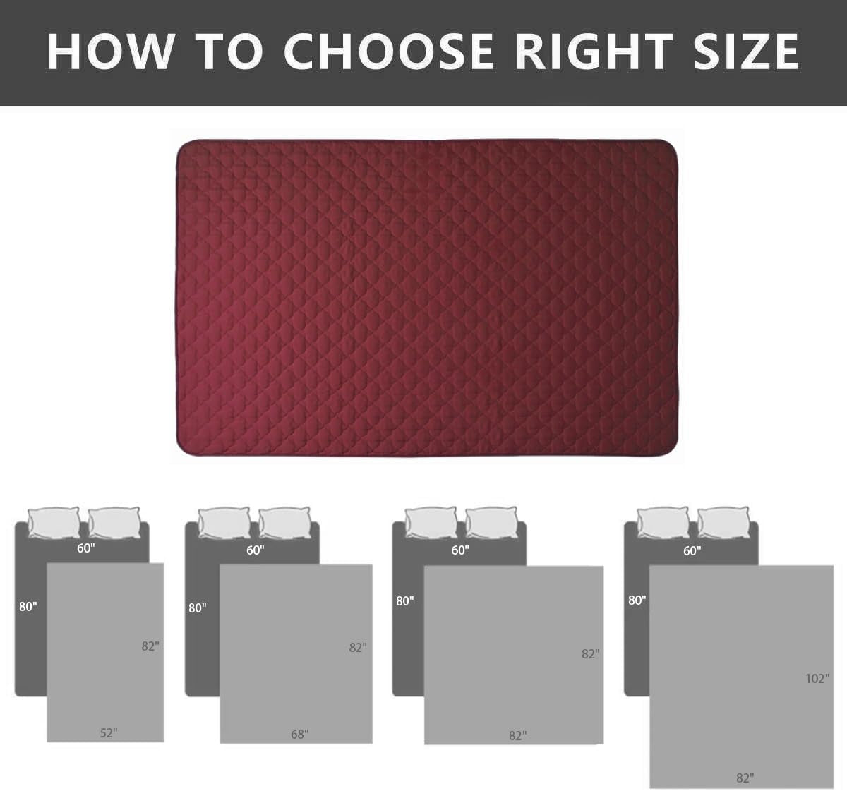 Washable Dog Bed Cover and Reversible Pee Pad Blanket for Large Dogs and Cats, 1 Piece (82" x 102", Burgundy)