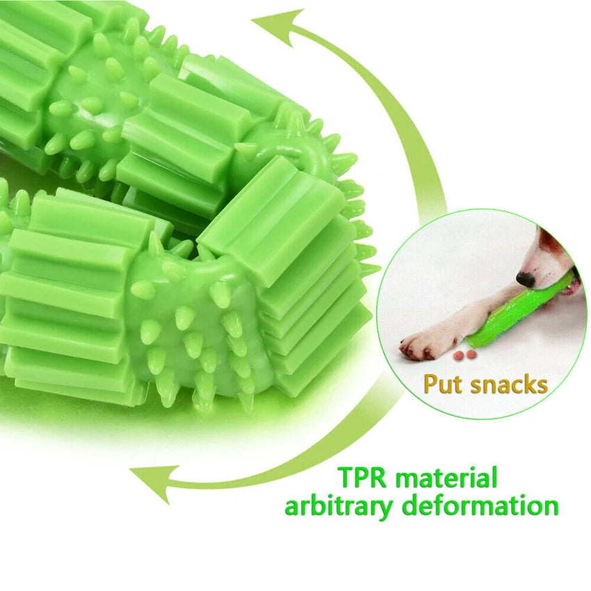 Durable Rubber Dog Chew Toy for Aggressive Chewers - Treat Dispensing and Teeth Cleaning with Squeaking Feature