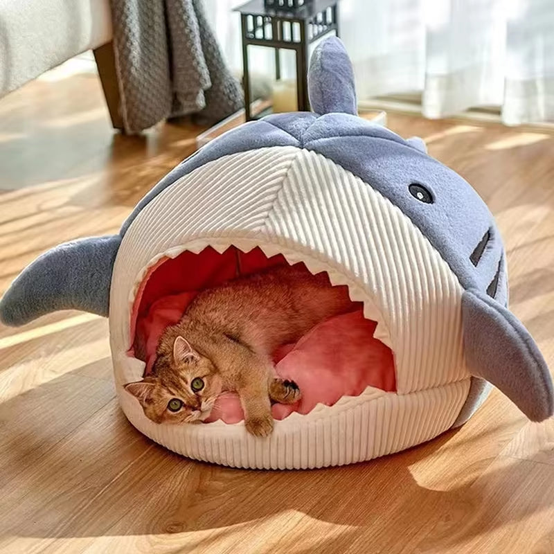 Luxury Plush Shark Pet Bed -Cats or Dogs