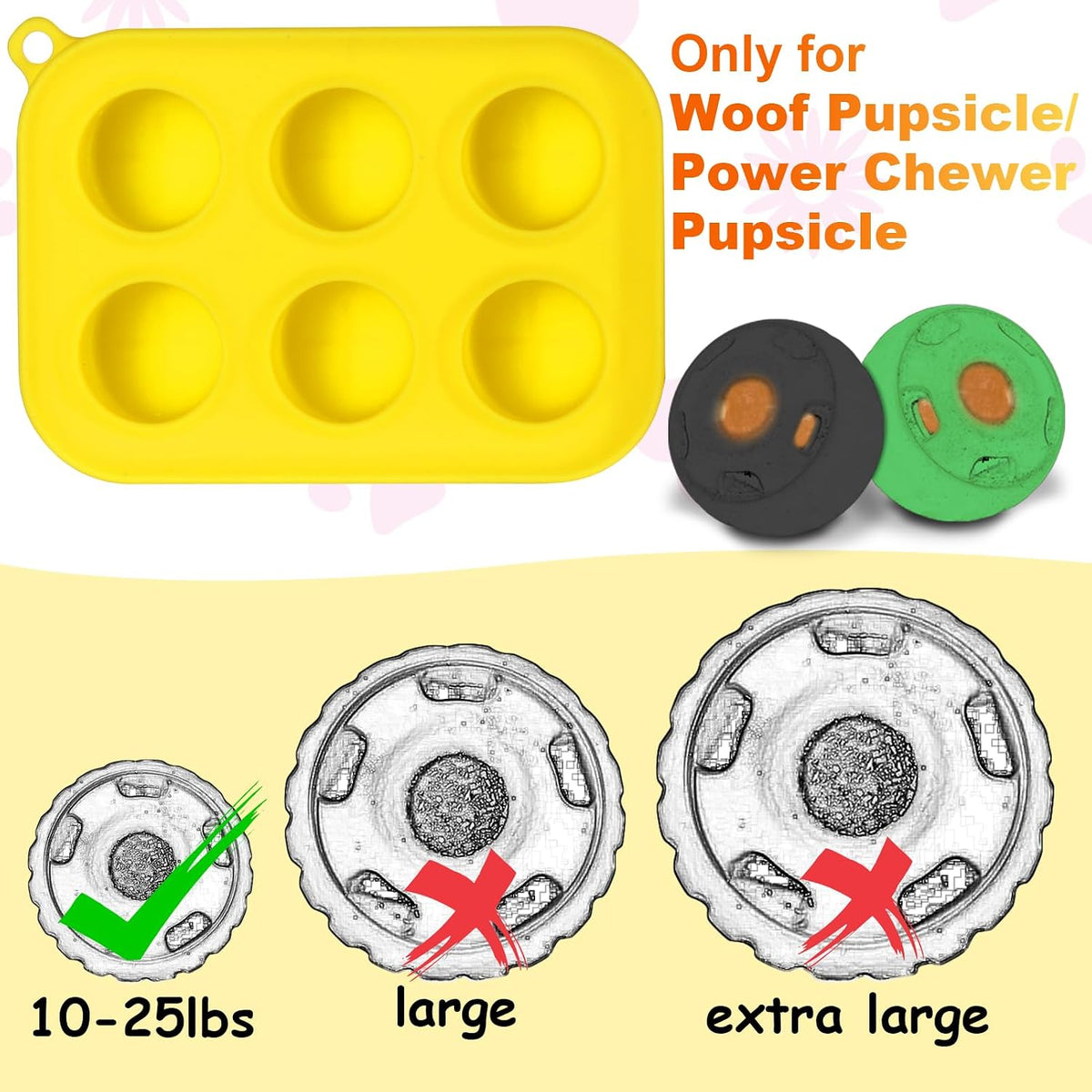 Silicone Dog Treat Molds with 6 Cavities for Small Dogs (10-25 lbs) - Reusable Frozen Popsicle Maker for Homemade Treats