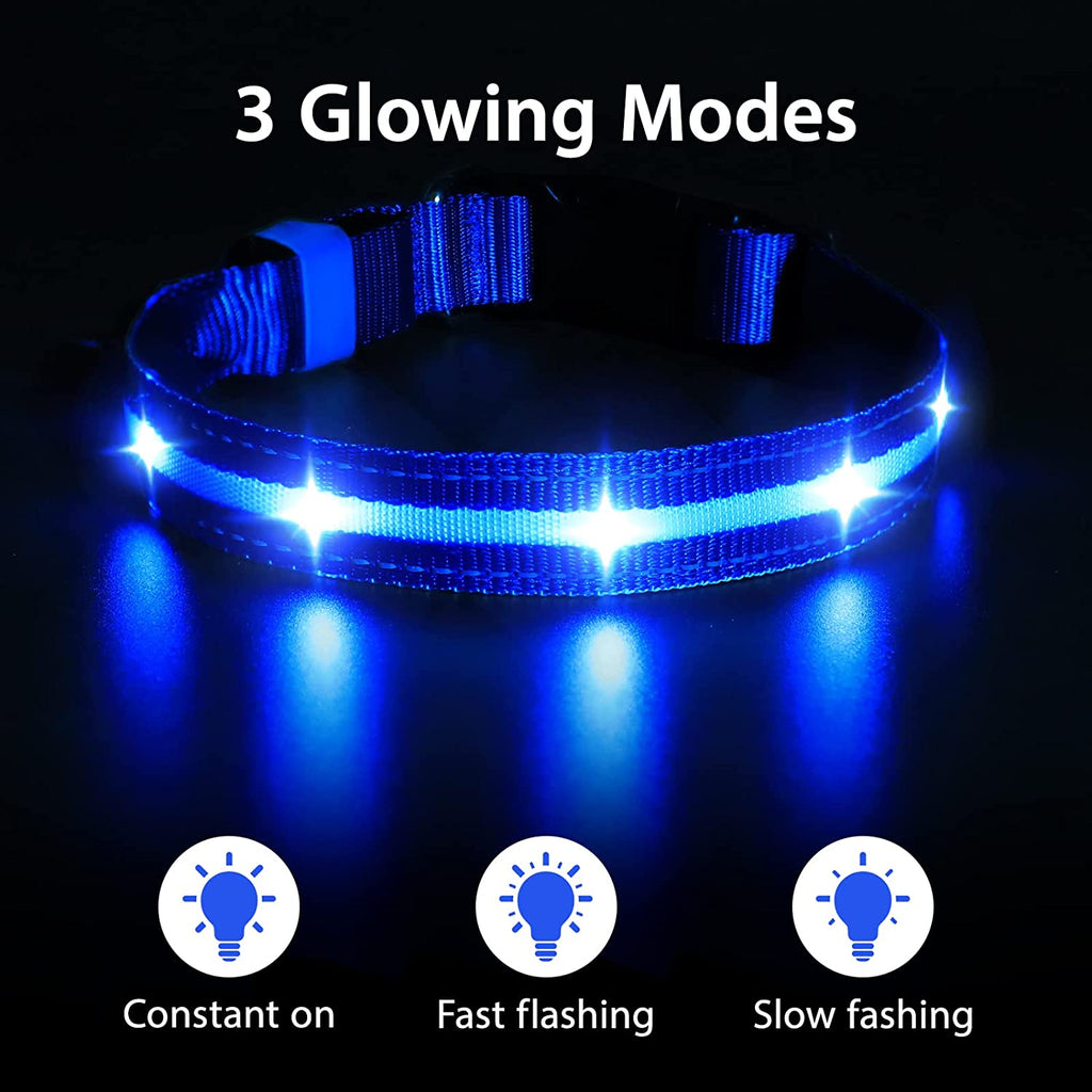 Rechargeable LED Dog Collar - Water-Resistant and Illuminated for Nighttime Walks
