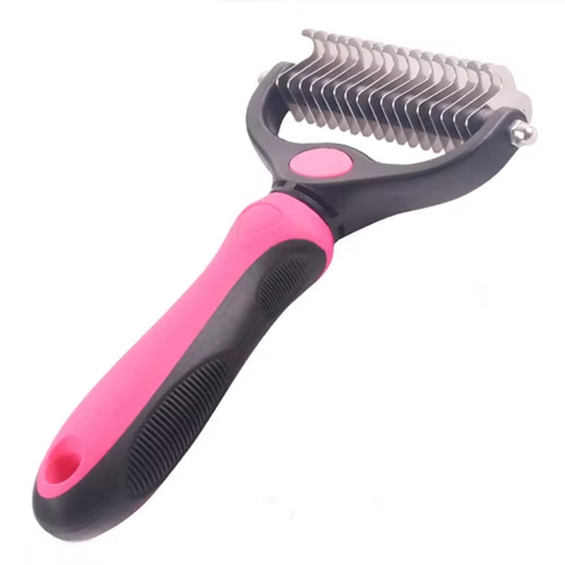 Pet Fur Knot Cutter and Shedding Tool for Dogs and Cats - Double-Sided Grooming Comb and Brush