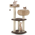41-Inch Artisan Cat Tree Tower with Natural Bowl Design and Two Perches