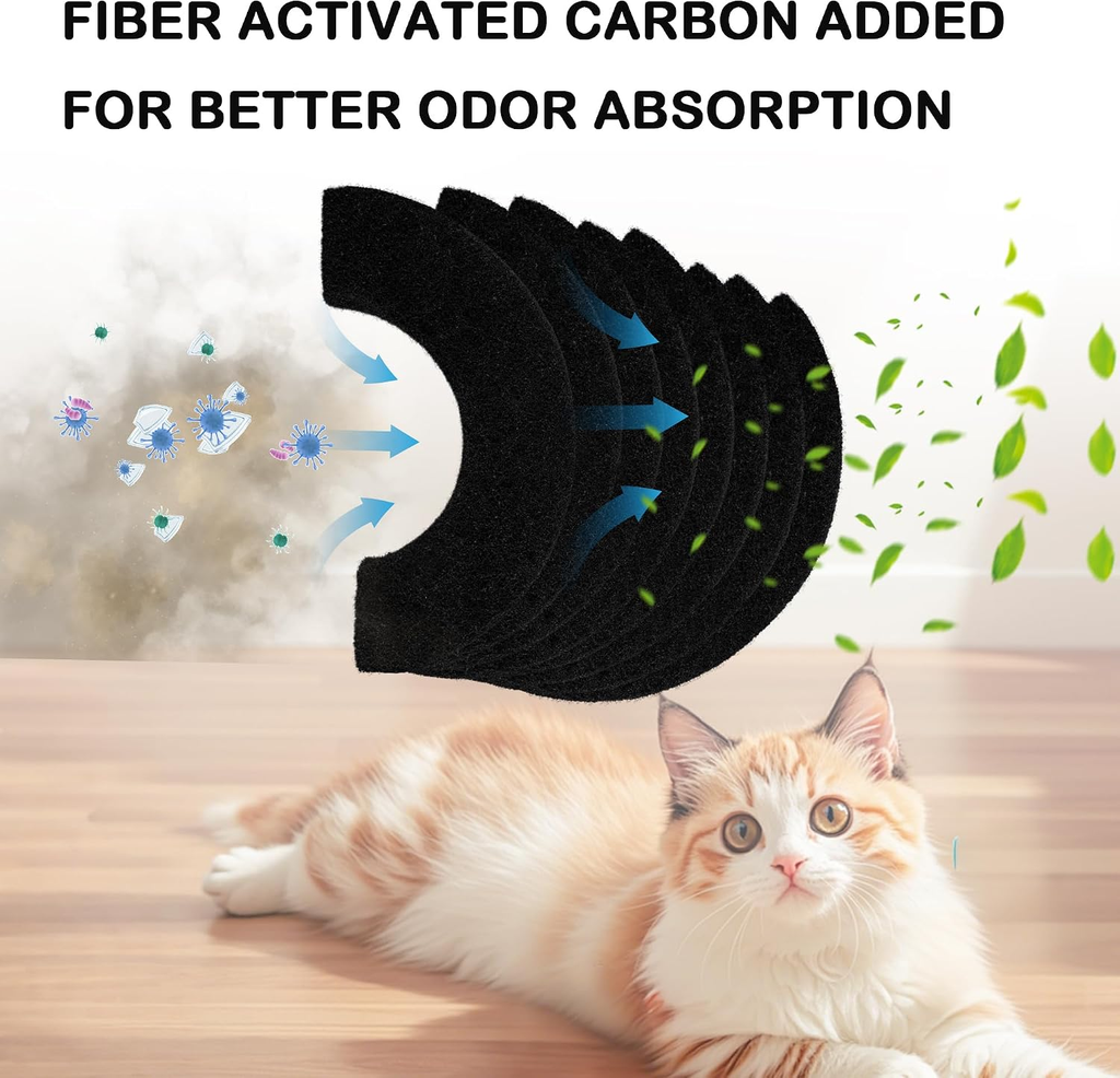 8-Pack Carbon Filters for Litter Robot 4 Compatibility