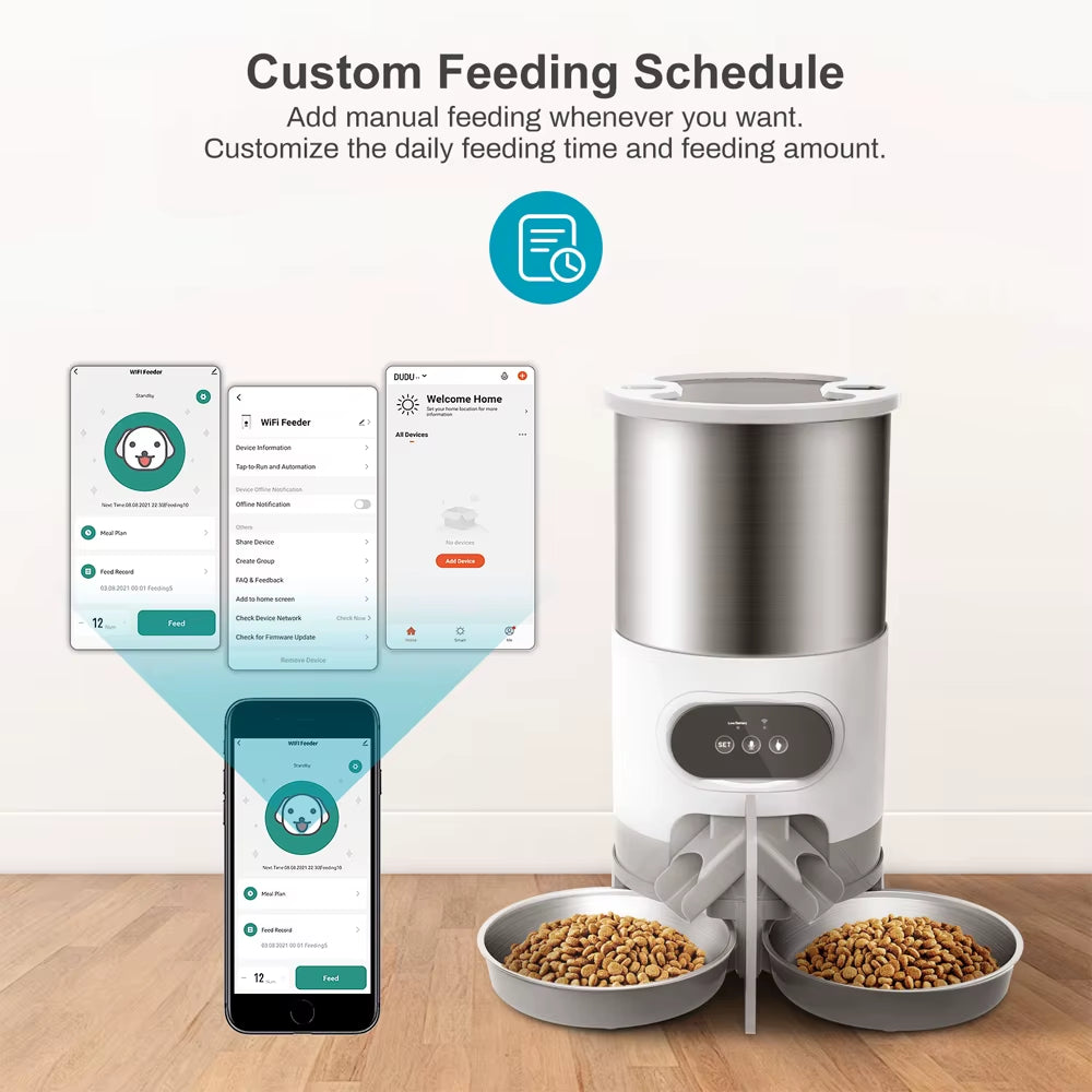 4.5L WiFi-Enabled Automatic Pet Feeder with Voice Recording and Timer for Large Cats and Dogs