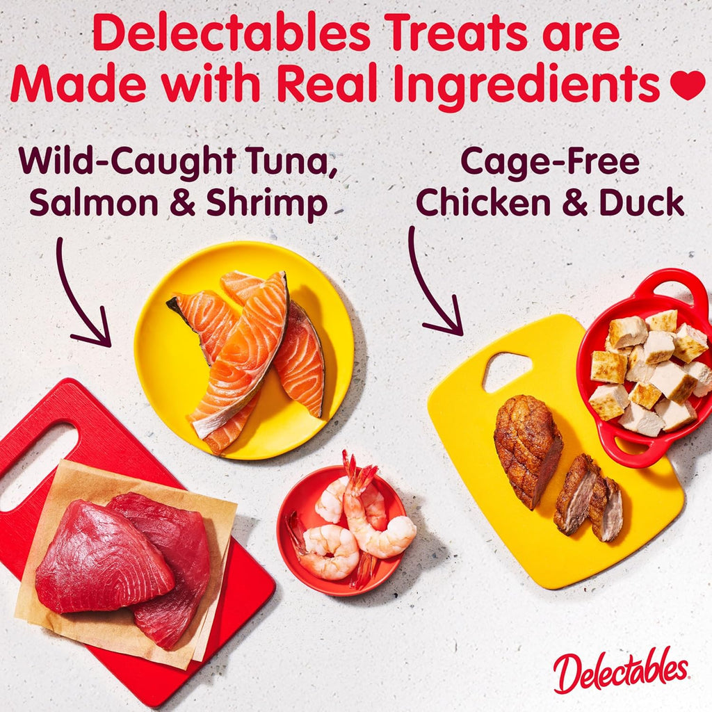 Handheld Lickable Cat Treats with Real Chicken & Tuna - Creamy Puree, Grain-Free, No Fillers or Preservatives, Variety Pack, 32 Count