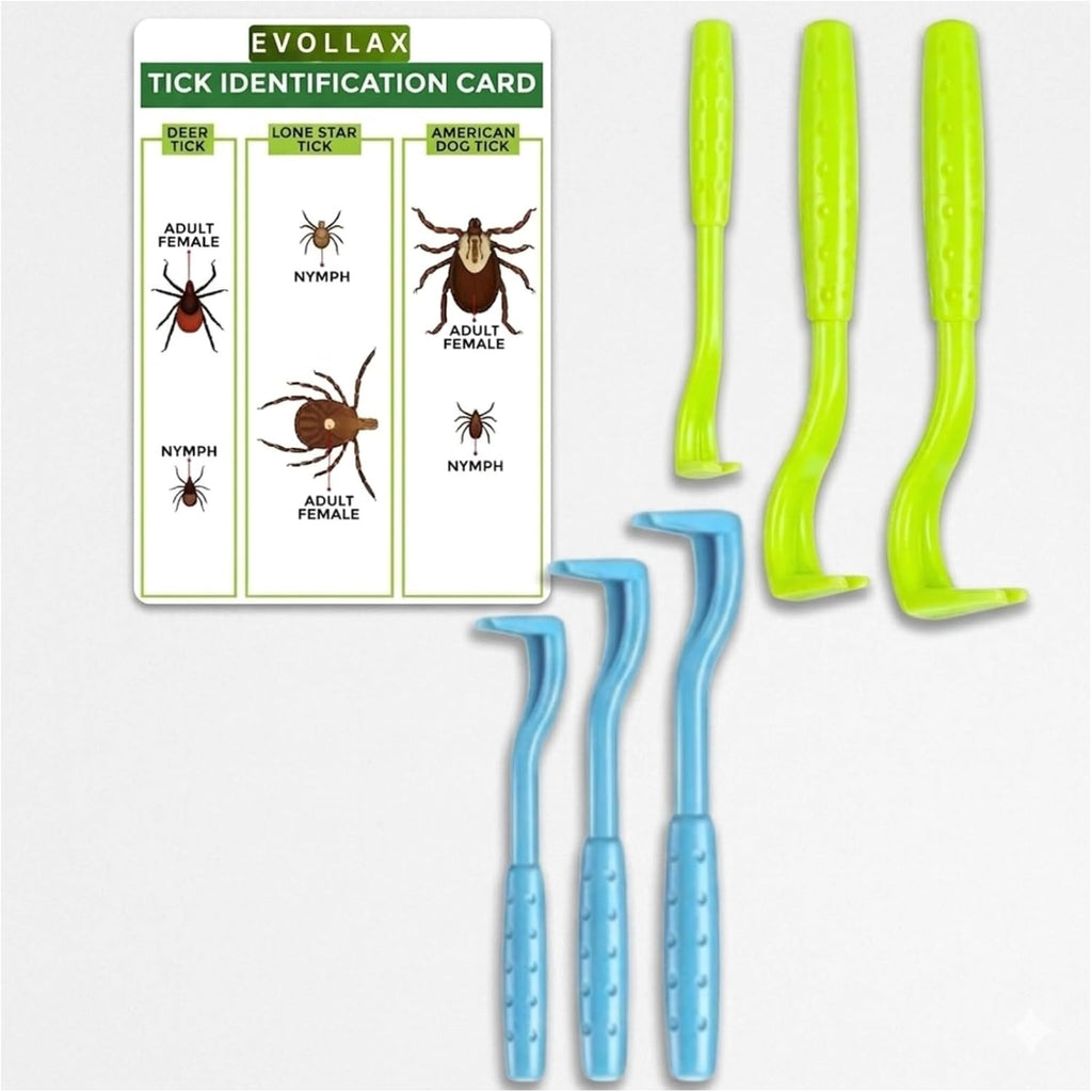 Tick Removal Tool Kit – 6-Pack for Humans and Pets | Includes Tick Identification Card | Safe and Effective Tick Removal for Dogs and Cats