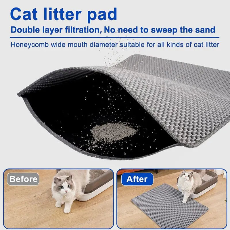 Waterproof Double Layer Cat Litter Mat for Effective Litter Trapping and Easy Cleaning - Essential Accessory for Cat Owners