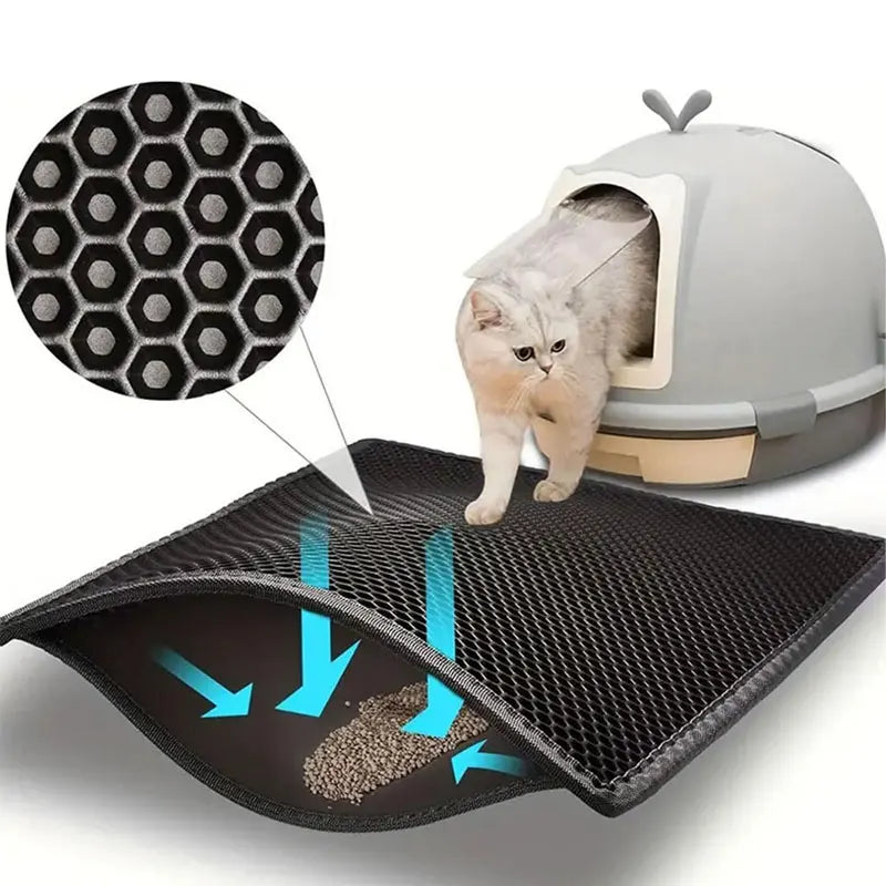 Waterproof Double Layer Cat Litter Mat for Effective Litter Trapping and Easy Cleaning - Essential Accessory for Cat Owners