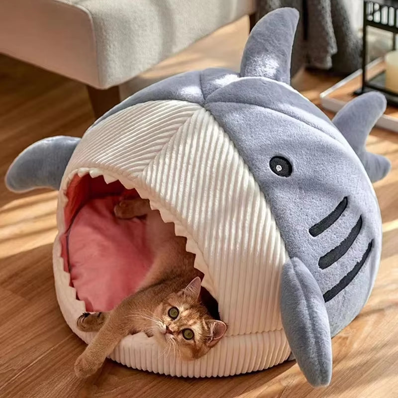 Luxury Plush Shark Pet Bed -Cats or Dogs