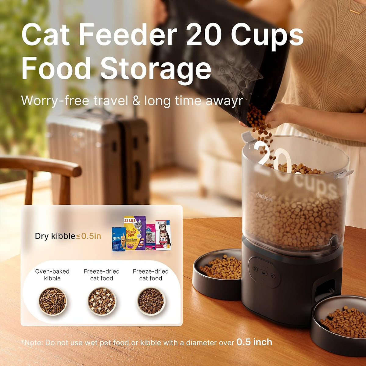 Revolutionary Automatic Dual Cat Feeder with 5G Wi-Fi App Control for Effortless Mealtime Management