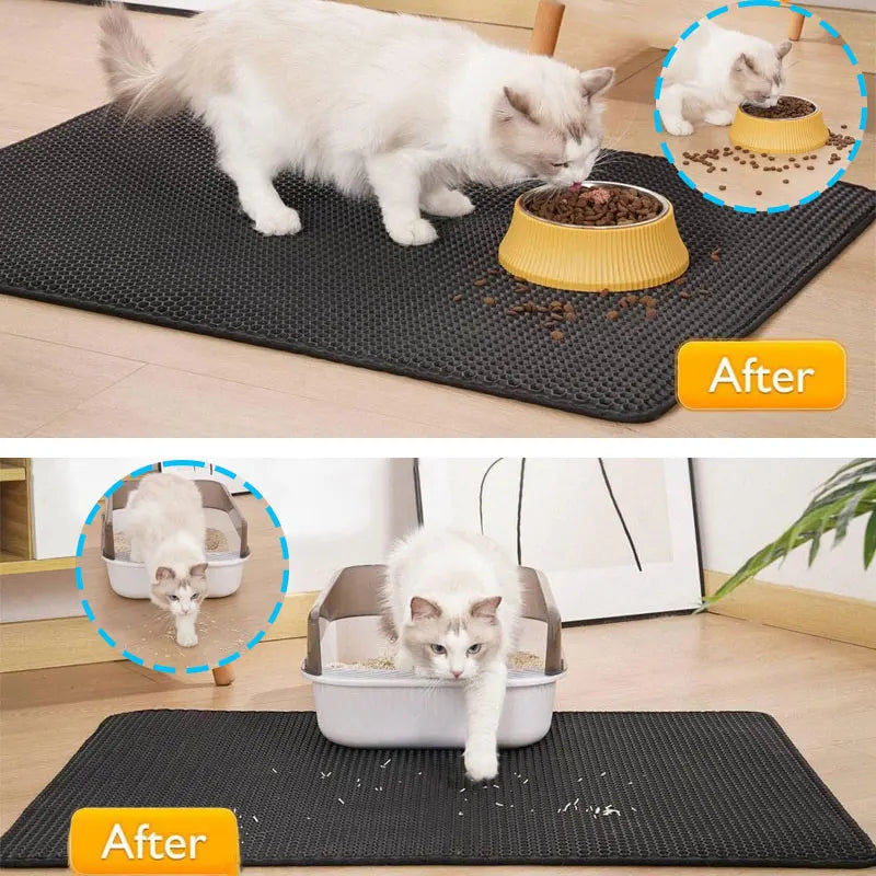 Waterproof Double Layer Cat Litter Mat for Effective Litter Trapping and Easy Cleaning - Essential Accessory for Cat Owners