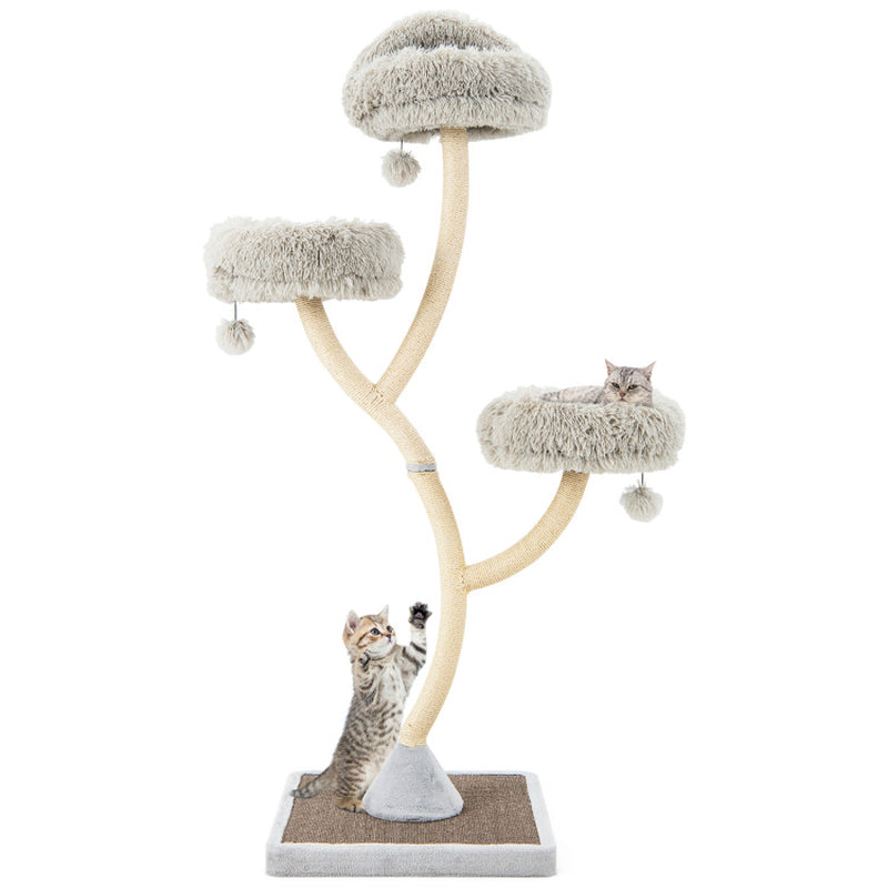 70-Inch Cat Tree Tower with Four Levels, Three Perches, and Interactive Dangling Balls