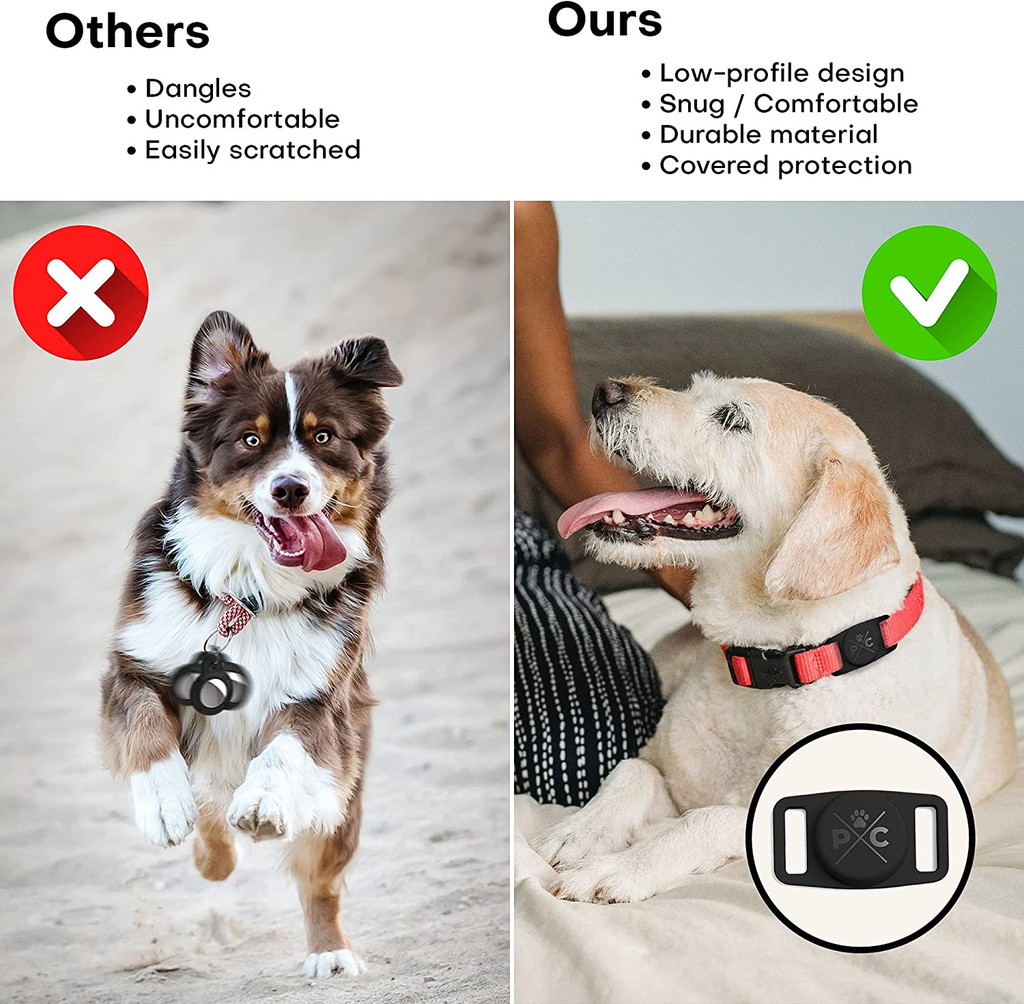 Airtag-Compatible Dog Collar | Durable Protective Holder for Tracking Pets with Apple Technology - Suitable for Dogs and Cats