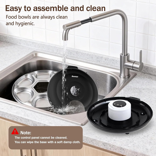 Automatic 6-Meal Wet Food Feeder with Stainless Steel Tray and Refrigeration for Cats and Dogs, Programmable Timed Dispenser with Ice Packs