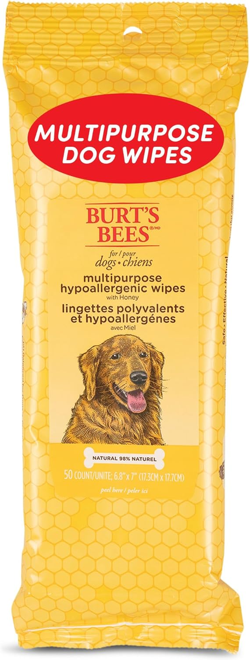 Burt's Bees for Pets Honey Multipurpose Dog Grooming Wipes - 50 Count