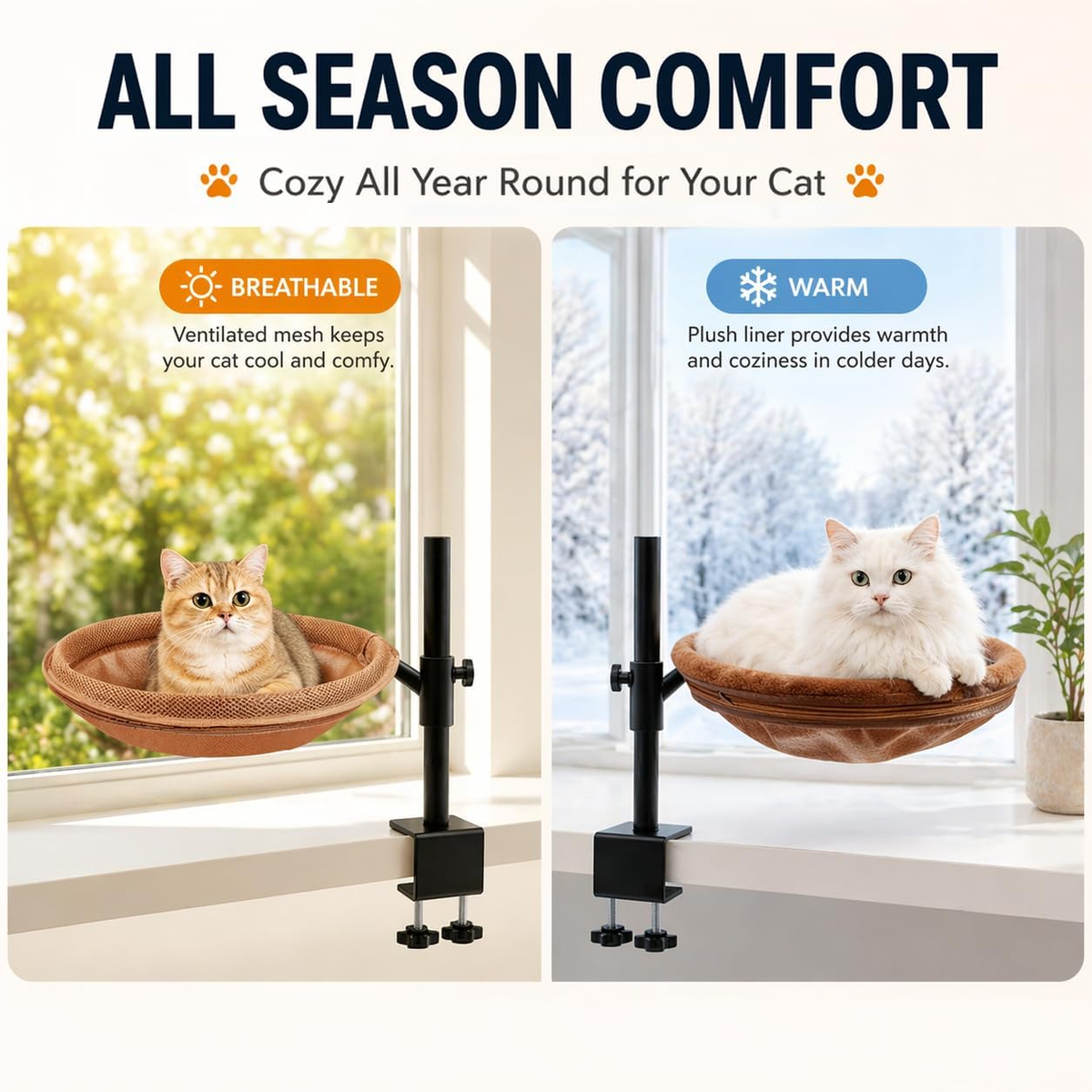Cat Desk Bed with 360° Rotation and Height Adjustment