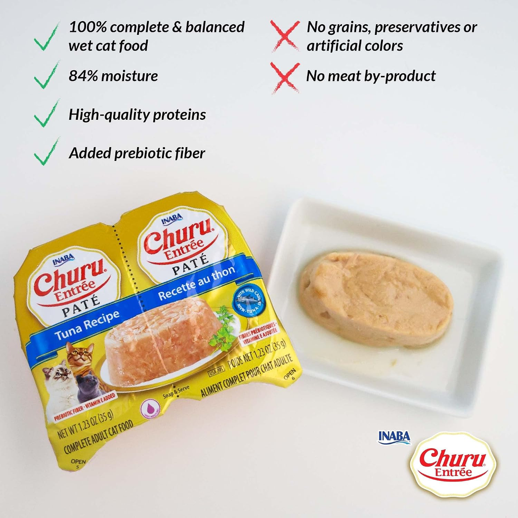Churu Entree Pâté Wet Cat Food Cups, Chicken and Salmon, 6 Count