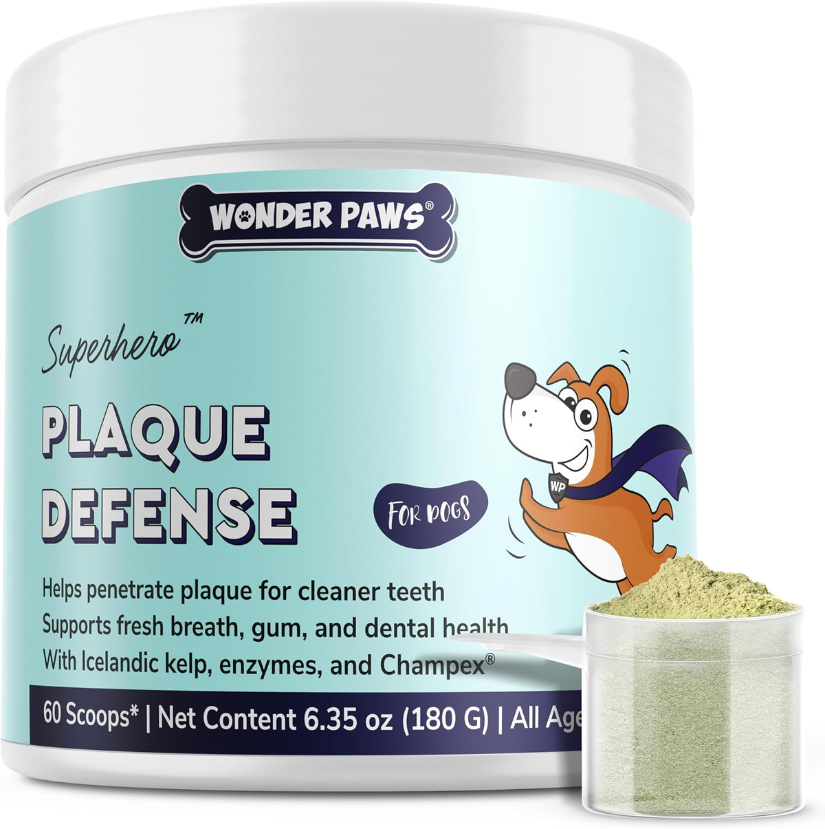 Dental Care Powder for Dogs – Effortless Teeth Cleaning Solution – Effectively Removes Plaque, Tartar, and Stains While Freshening Breath – Suitable for Dogs of All Ages – 60 Scoops