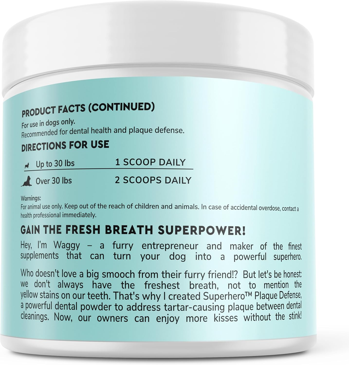 Dental Care Powder for Dogs – Effortless Teeth Cleaning Solution – Effectively Removes Plaque, Tartar, and Stains While Freshening Breath – Suitable for Dogs of All Ages – 60 Scoops