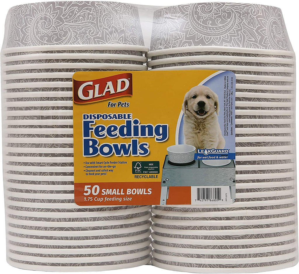 Disposable Feeding Bowls for Pets | Gray Pattern Small Dog Bowls | 1.75 Cup Capacity - Ideal for Dry and Wet Food or Water (Single Pack)