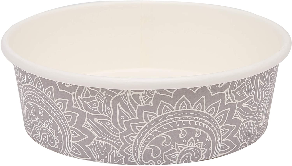 Disposable Feeding Bowls for Pets | Gray Pattern Small Dog Bowls | 1.75 Cup Capacity - Ideal for Dry and Wet Food or Water (Single Pack)