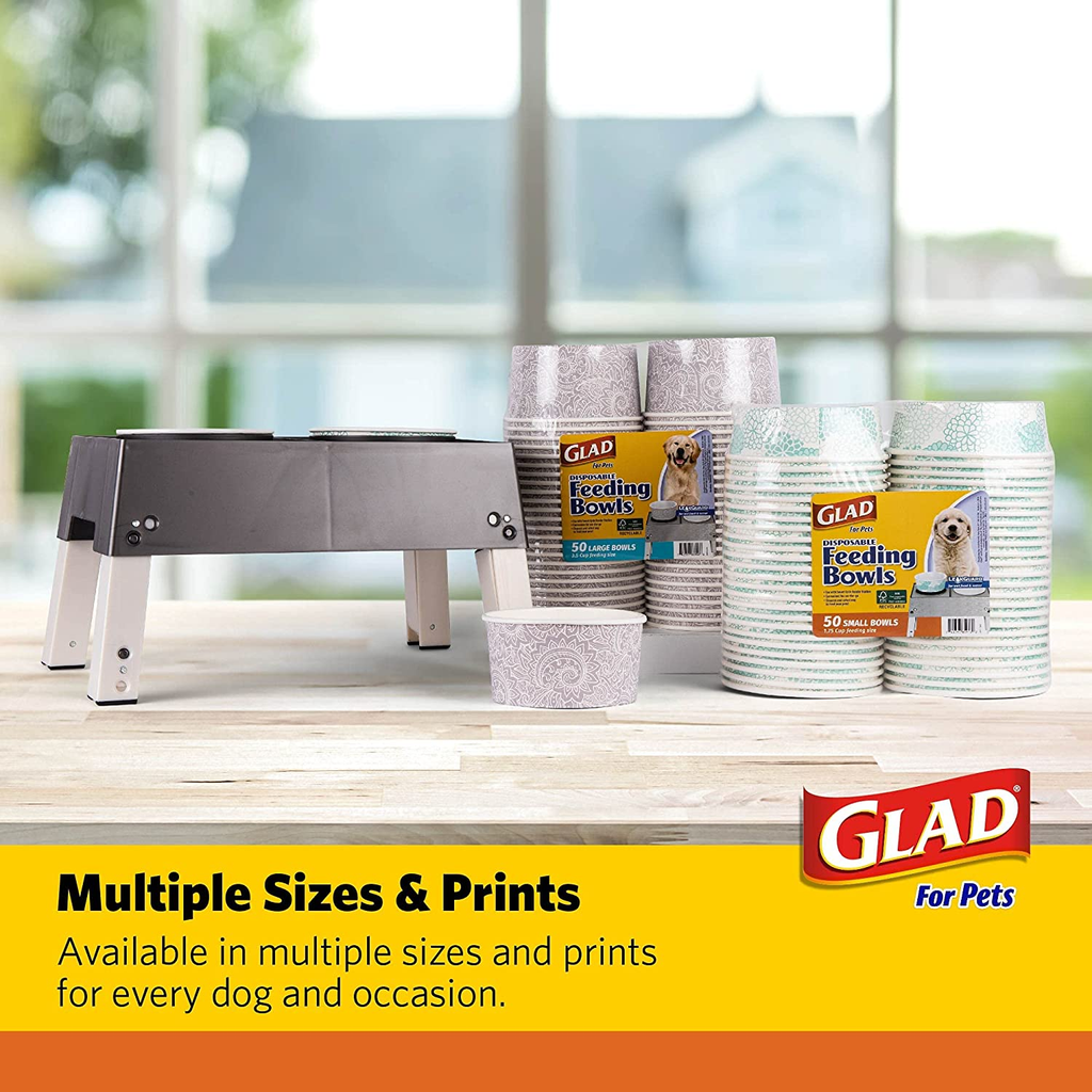 Disposable Feeding Bowls for Pets | Gray Pattern Small Dog Bowls | 1.75 Cup Capacity - Ideal for Dry and Wet Food or Water (Single Pack)