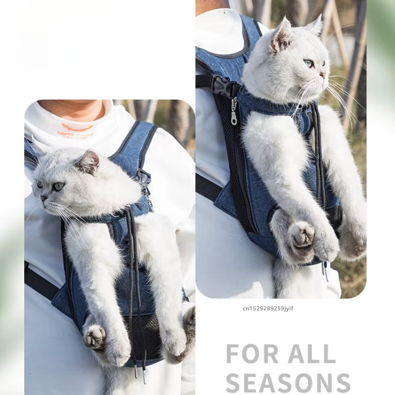 Double Shoulder Breathable Pet Carrier Backpack — Mesh Front for Small Dogs & Cats